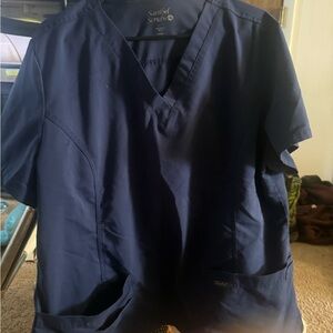 Navy V-Neck Medical Scrub Top
